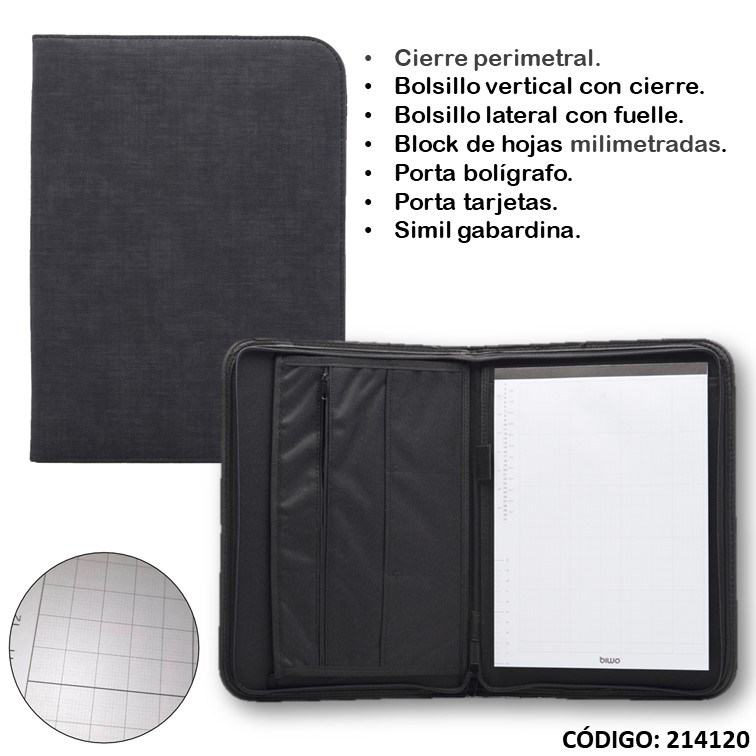 Carpeta oficio biwo con cierre y block b74803