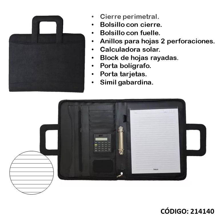 Carpeta oficio biwo con cierre y block b74505