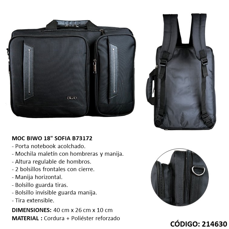 Mochila portanot. biwo 18"" kiev maletin b73206