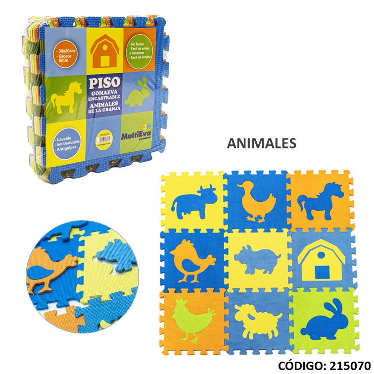 Pisos enc. goma eva 30x30 animales 8mm. 9308