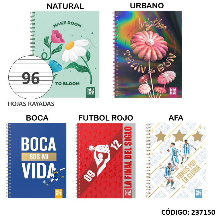 Cuaderno t/e big life 16x21 x96h