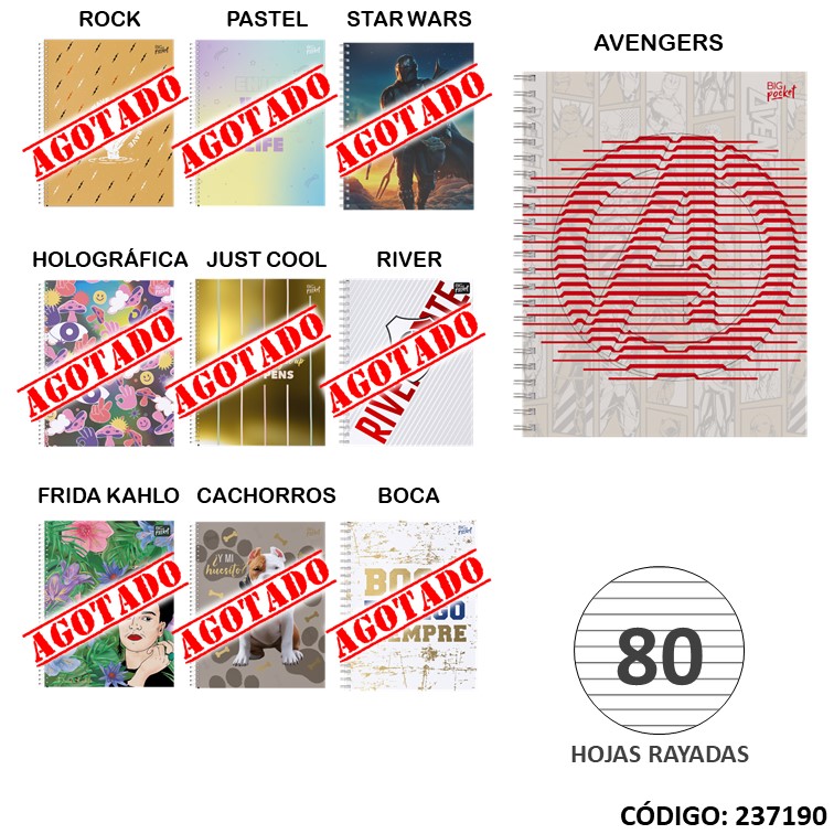 Cuaderno a4 semirig. big life x80h