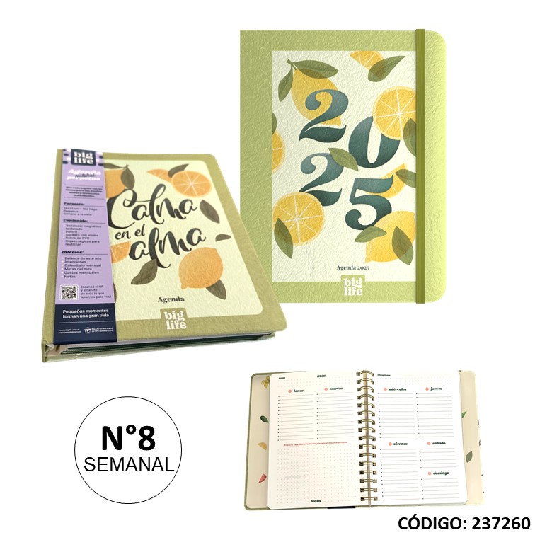 Agenda big life n8 . con doble planificador arte 15x21cm