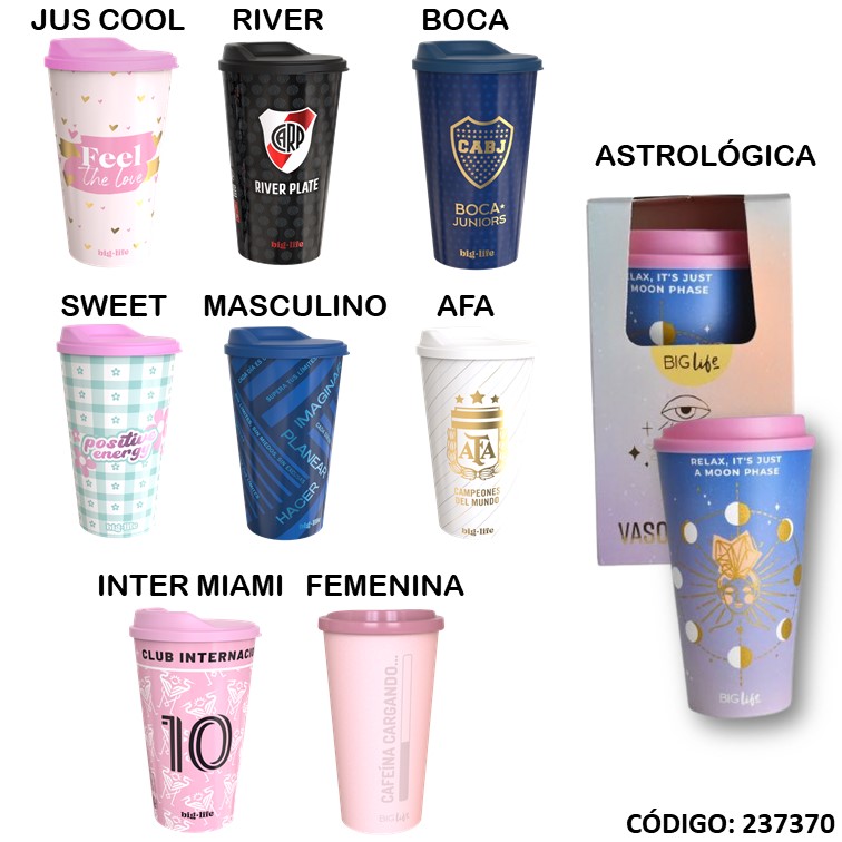 Vaso cafe big life c/tapa 590ml