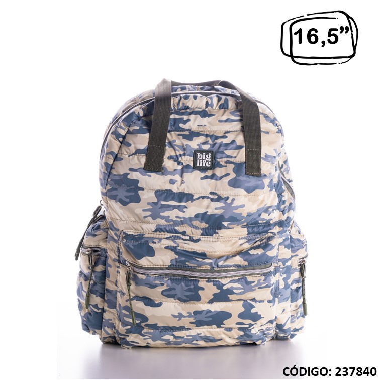 Mochila big life 16.5"" nylon puffer military