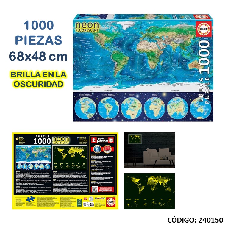 Juegos fibro puzzle 1000 piezas neon