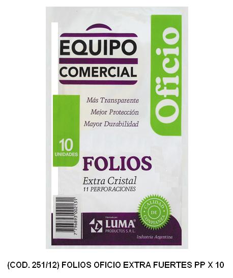 Folios oficio extra fuerte p. p. x10