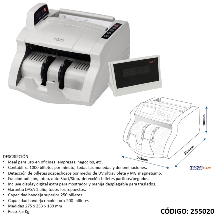 Maquina contar billetes dasa c-420
