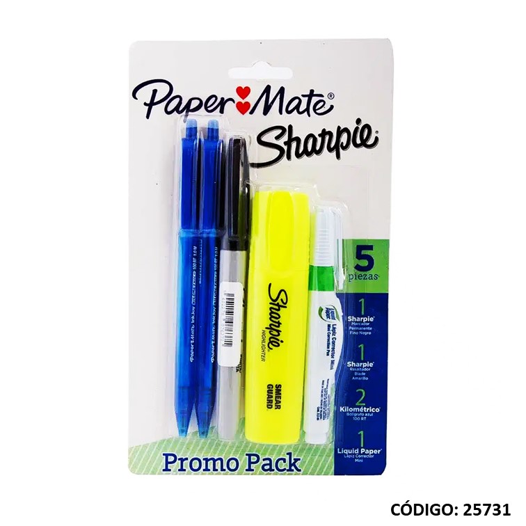 Set escolar paper mate/sharpie x5piezas