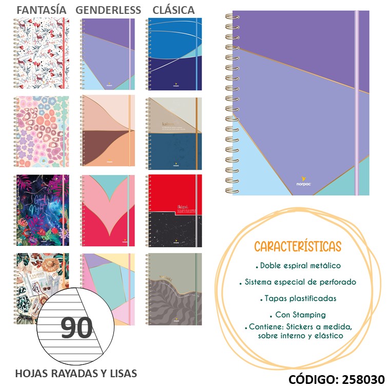 Cuaderno a4 t/d norpac hojas removibles x90h