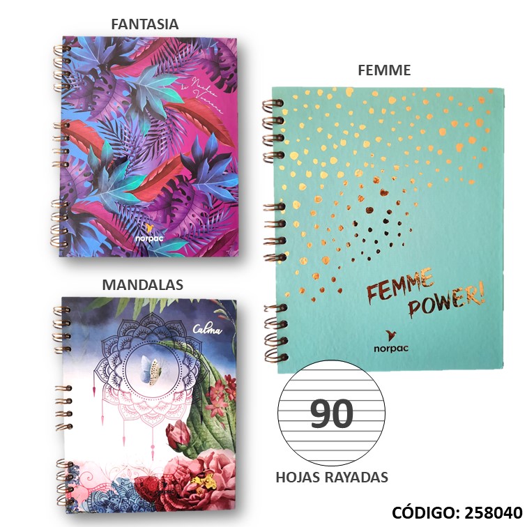 Cuaderno t/e 16x21 t/d norpac fantasía x90h
