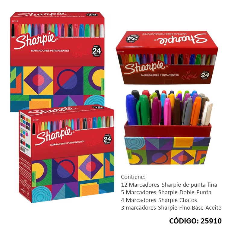Set sharpie marcador puntas surtidas x24pzs