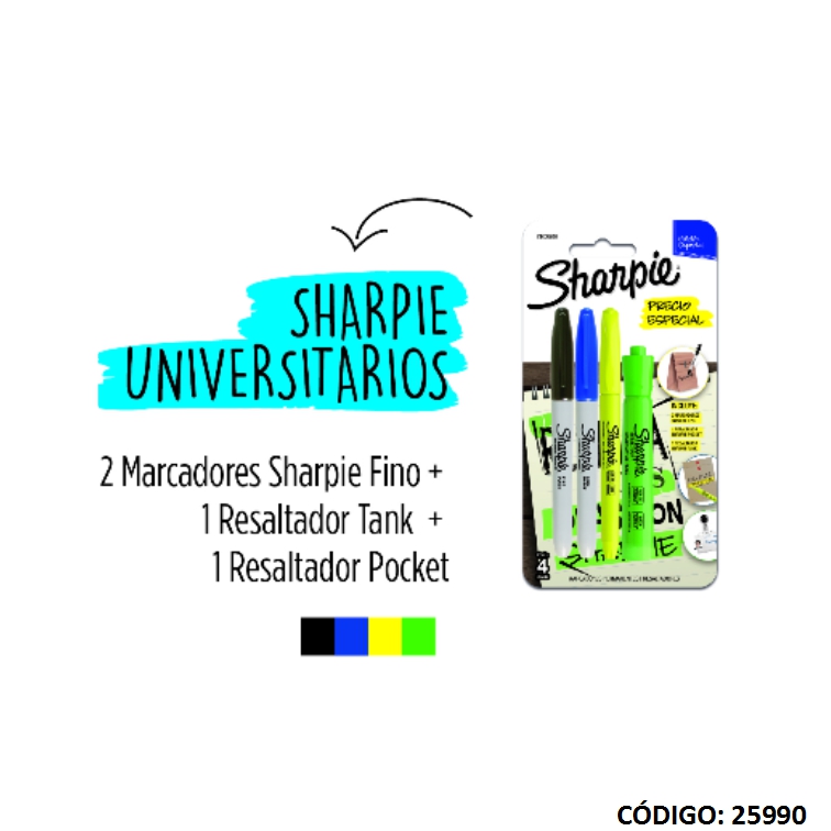 Set sharpie marcador fino + resaltador