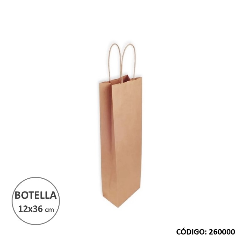 Bolsa kraft c/man.12x36 kp-botella