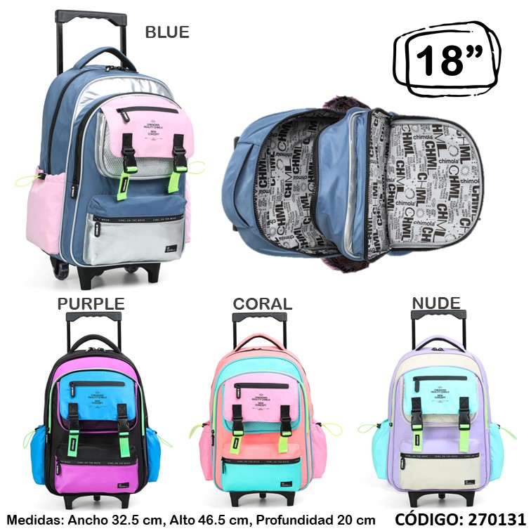 Mochila carro chimola 18"" colorblock