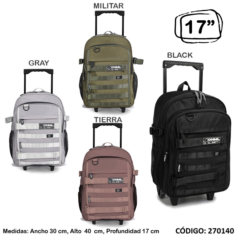 Mochila carro chimola 17"" army