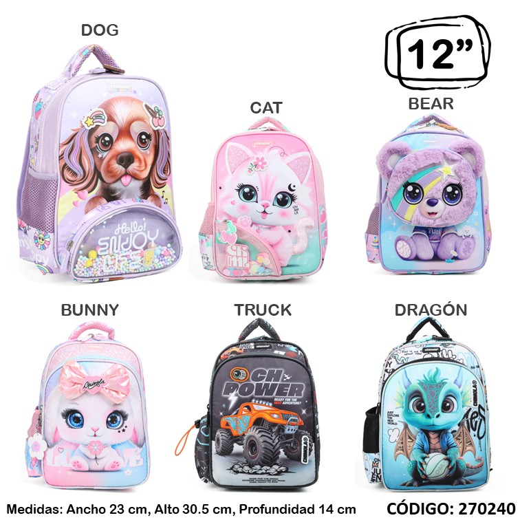 Mochila jardín chimola 12"" bt157/65/73/81/89/97