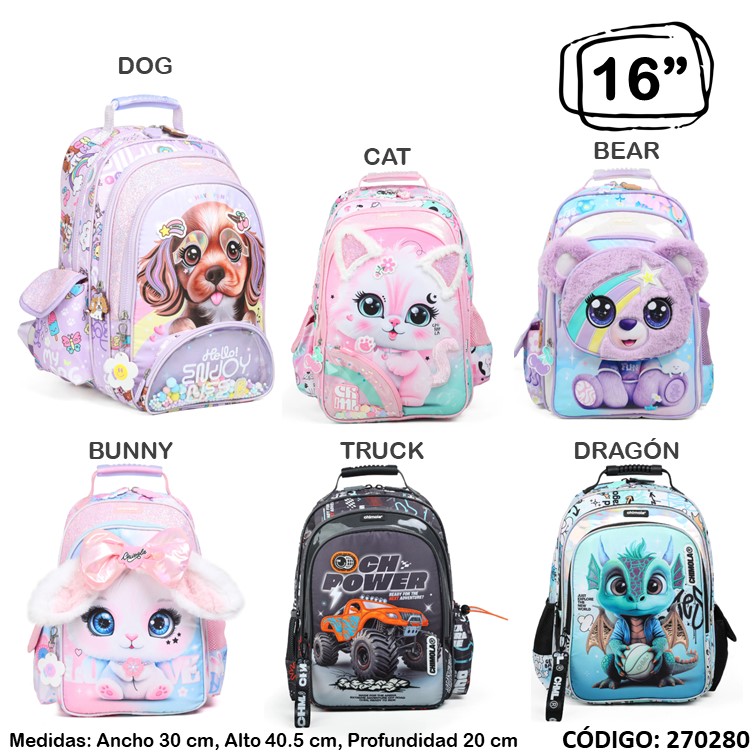 Mochila chimola 16"" bt159/167/175/183/191/199