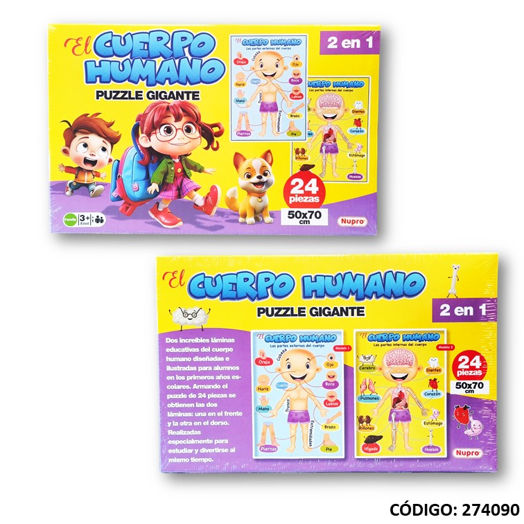 Puzzle nupro cuerpo humano 24piezas 2en1