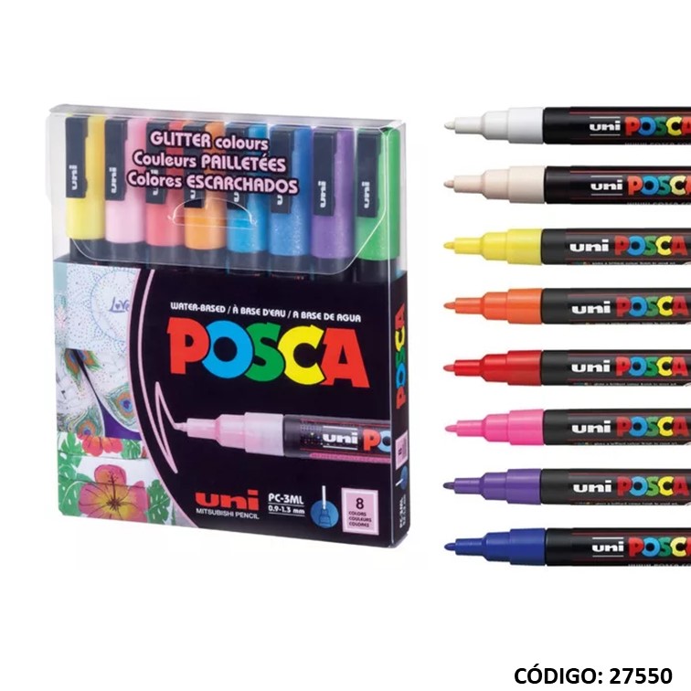 Marcador uni posca pc-3ml 1.3mm con acabado glitter