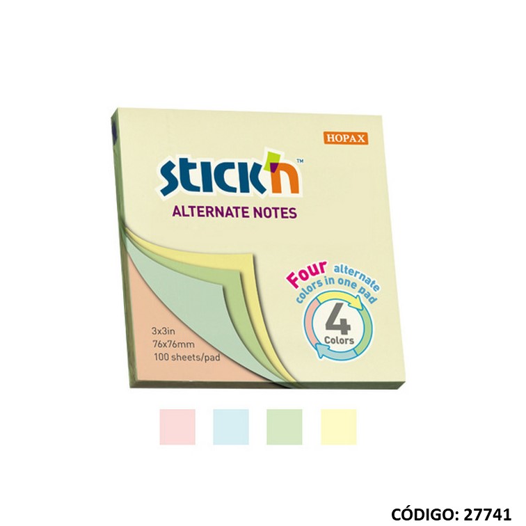 Nota-ad stickn 76x76mm. pastel