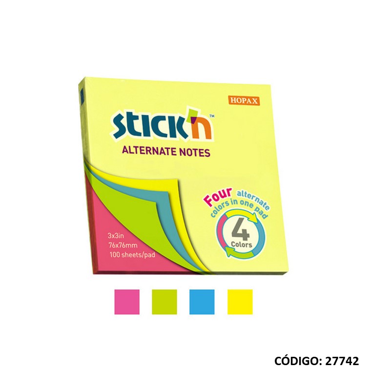 Nota-ad stickn 76x76mm. neon