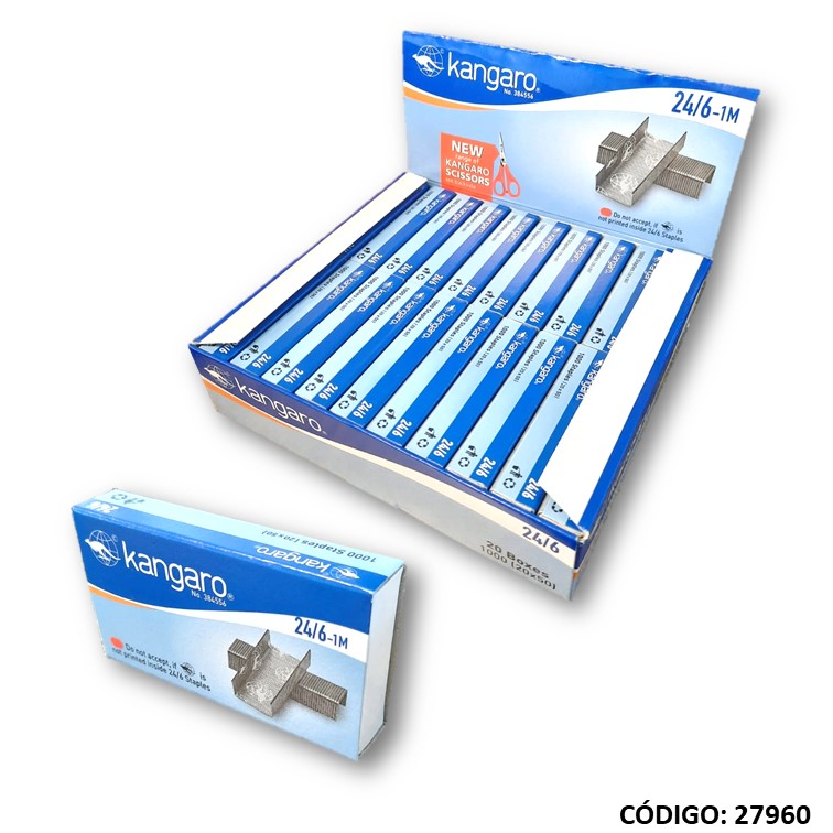 Broches p/maquina kangaro 24/6 x20 cjas