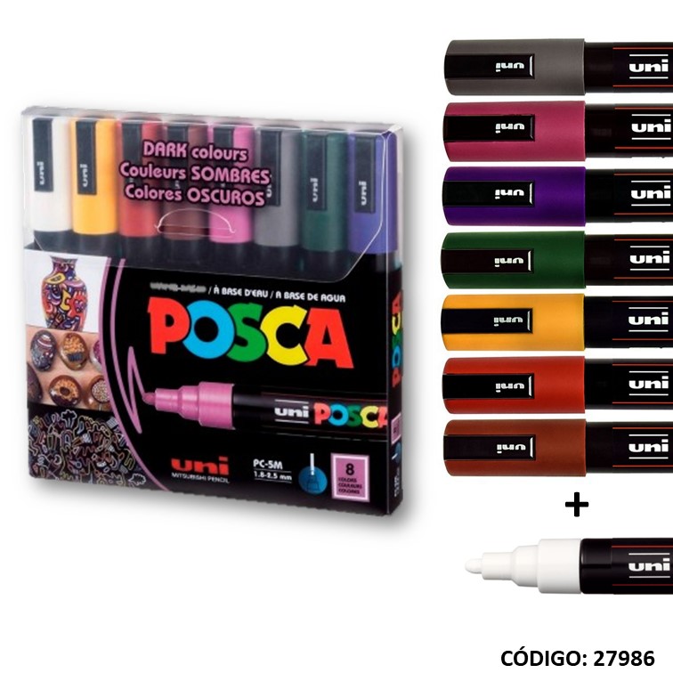 Marcador uni posca pc-5m 2.5mm oscuros