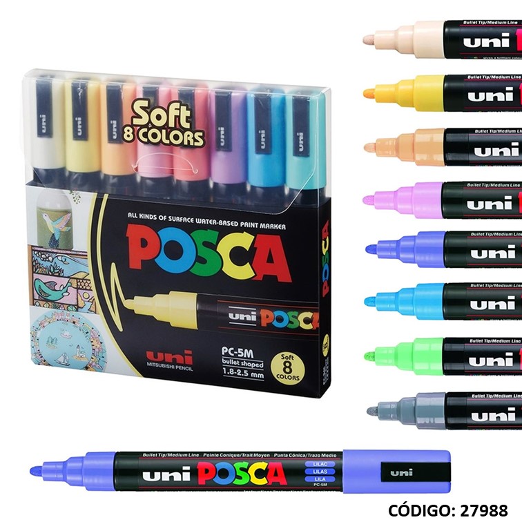 Marcador uni posca pc-5m 2.5mm pastel