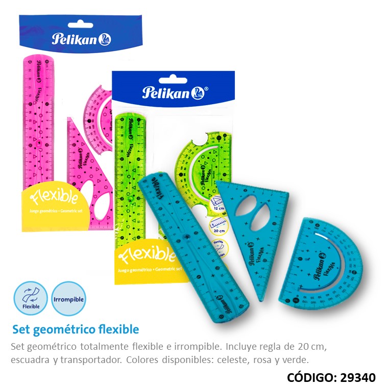 Set geomet. pelikan flexible x3piezas
