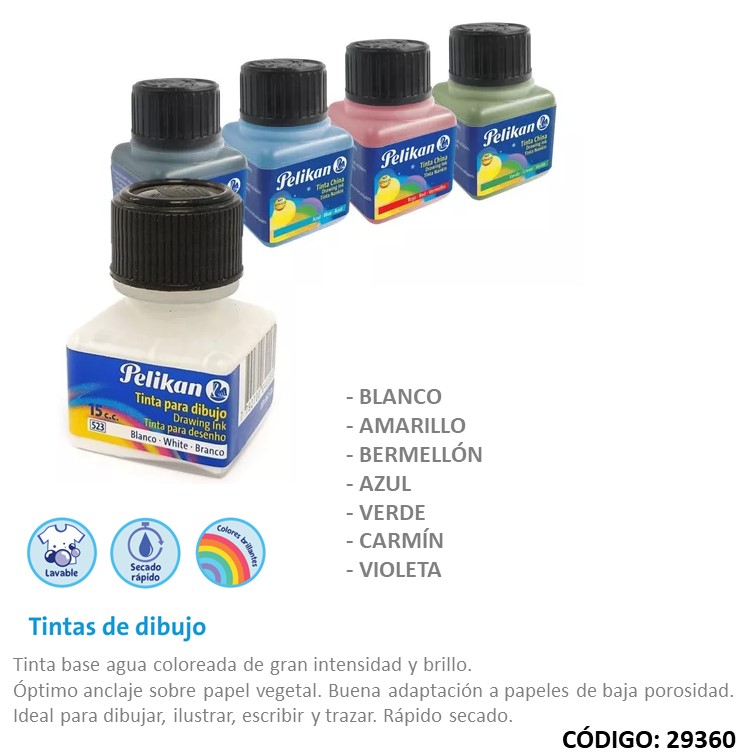Tinta china pelikan dibujo color