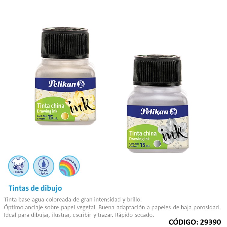 Tinta china pelikan oro/plata