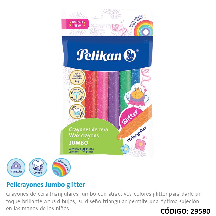 Lapiz/pasta pelikan jumbo con acabado glitter