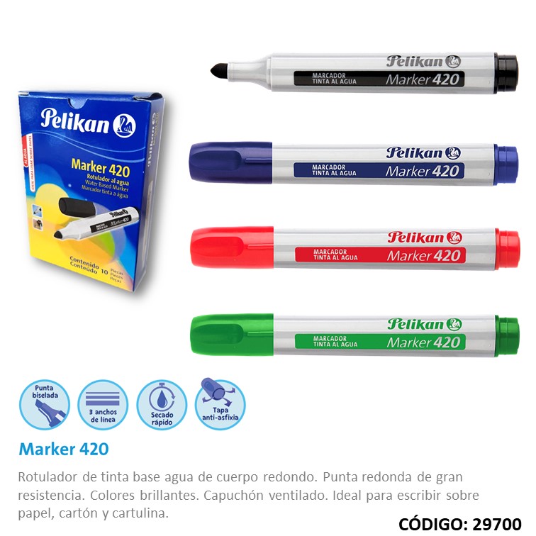 Marcador pelikan 420 al agua redondo
