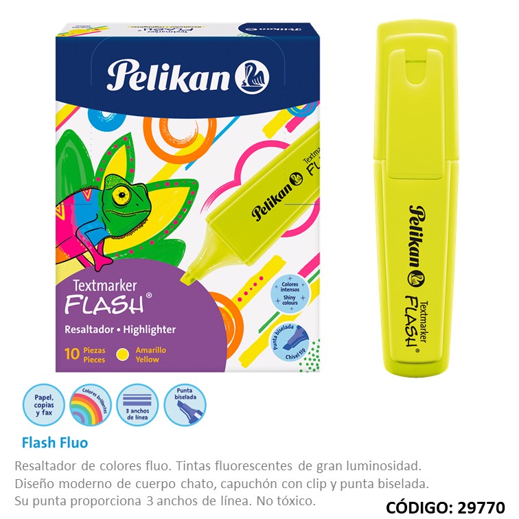 Resaltador pelikan flash amarillo x10