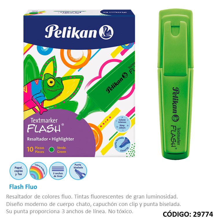 Resaltador pelikan flash verde x10