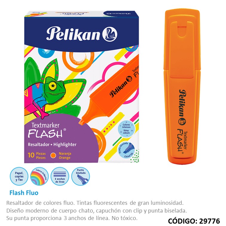 Resaltador pelikan flash naranja x10