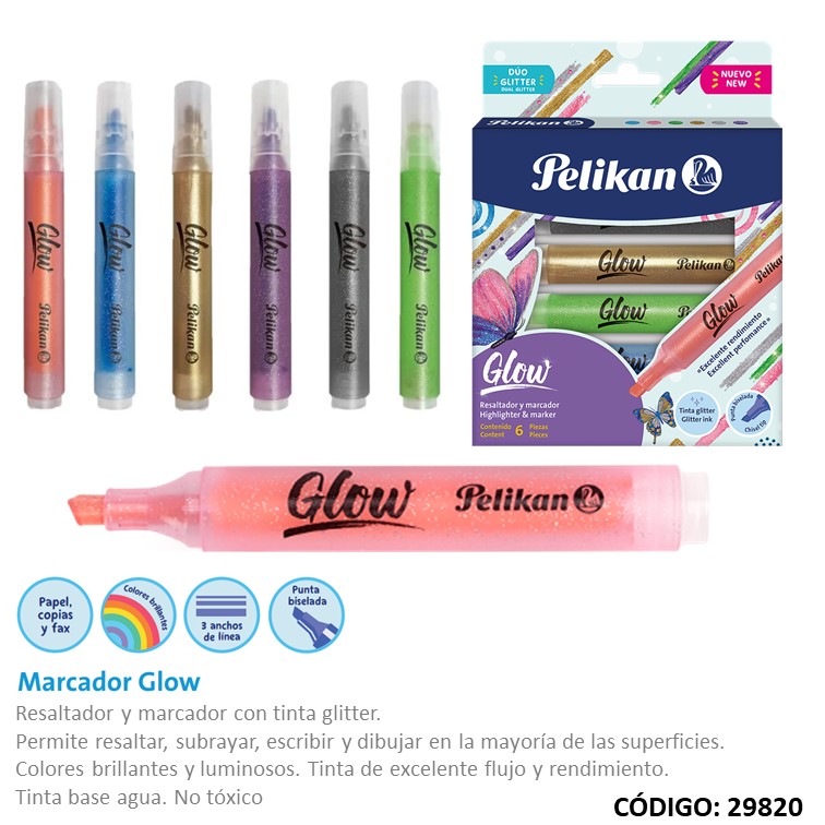 Resaltador pelikan con acabado glitter glow