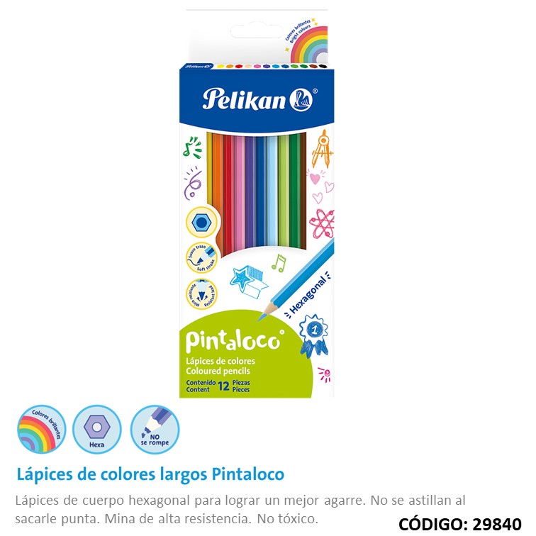 Lapiz/color pelikan pintaloco x12 largos