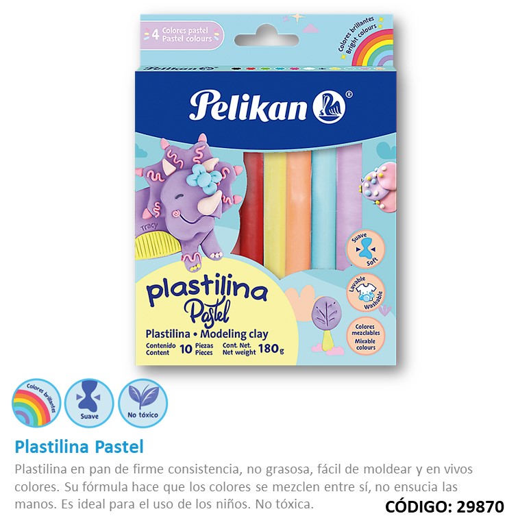 Plastilina pelikan pastel surtido 180 g