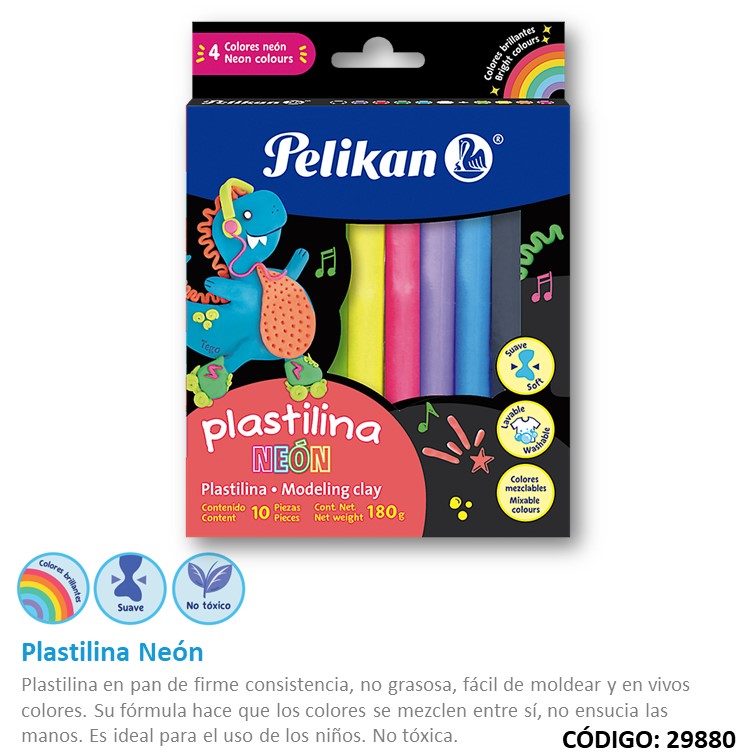 Plastilina pelikan neon surtido 180 g