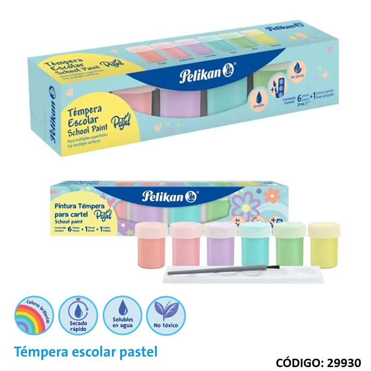 Tempera pelikan pastel + accesorios