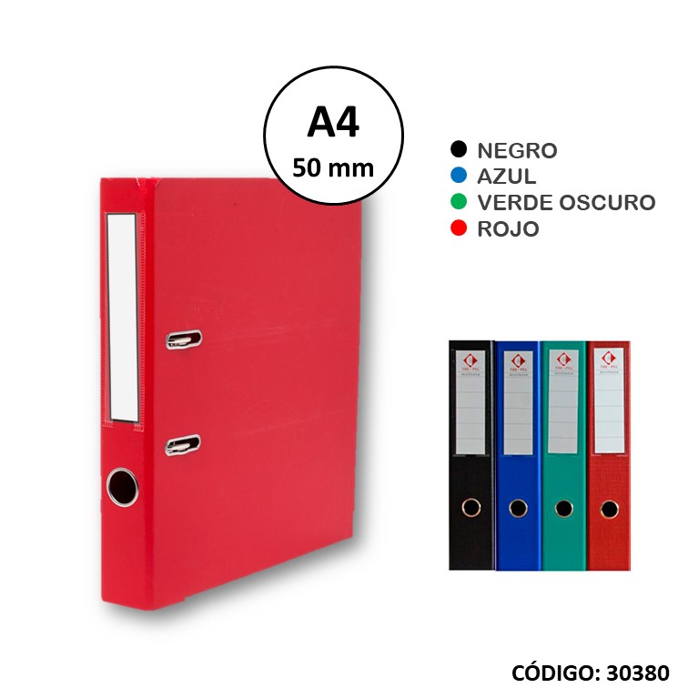 Registrador a4 pvc 50mm p/baja colores