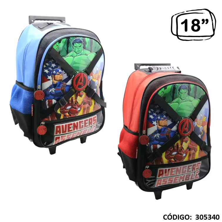 Mochila carro cresko 18"" avengers