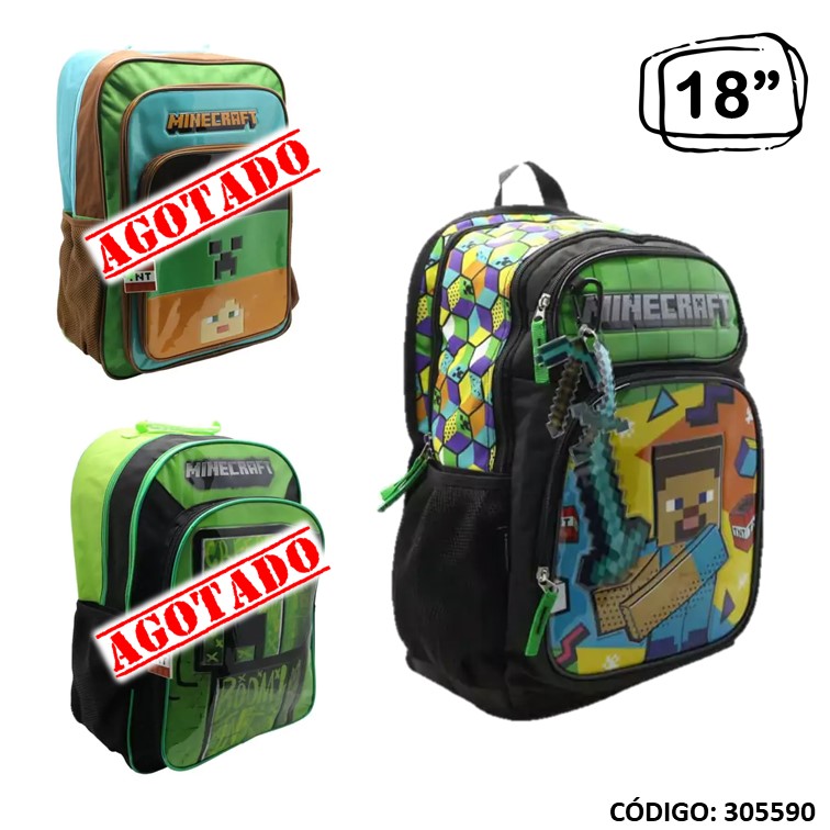 Mochila cresko 18"" minecraft mi110/2/6