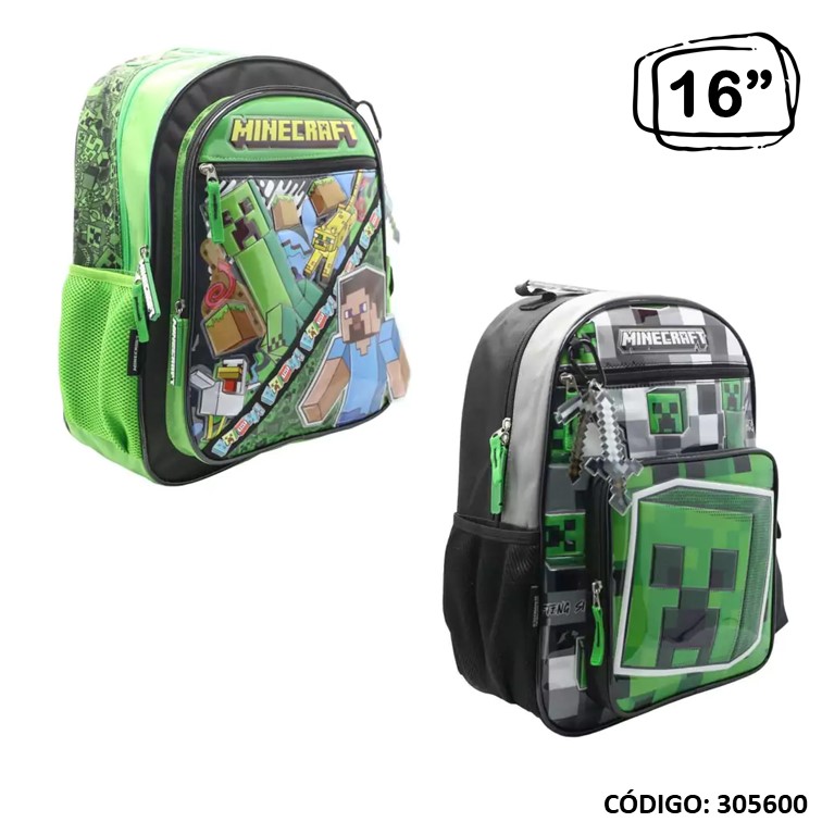 Mochila cresko 16"" minecraft mi093/114