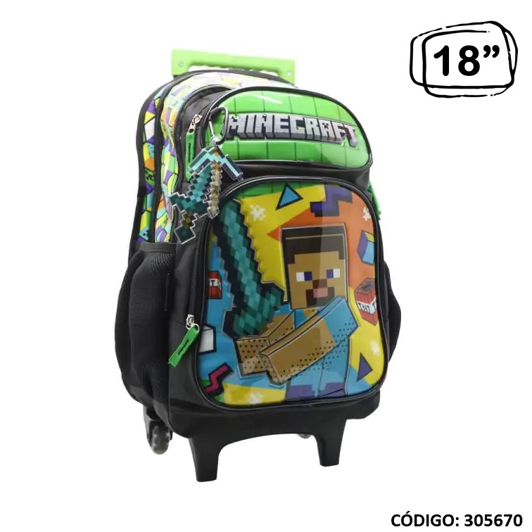 Mochila carro cresko 18"" minecraft