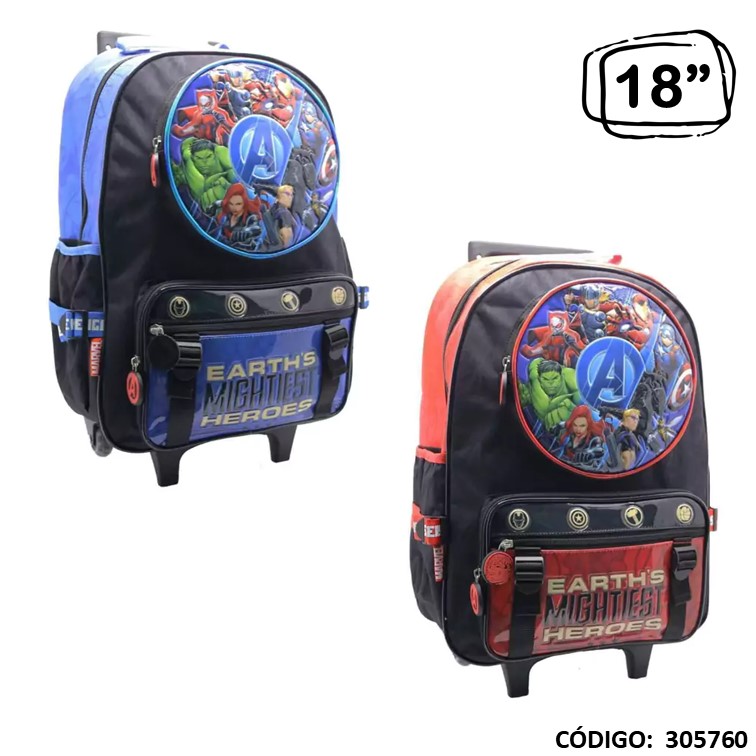 Mochila carro cresko 18"" avengers