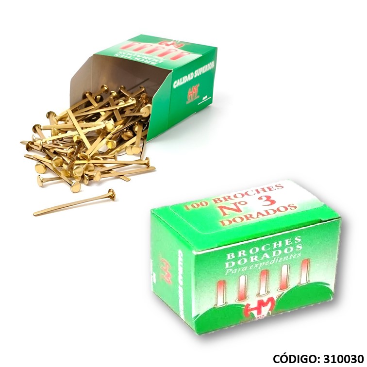 Broches dorados nº 3 20mm