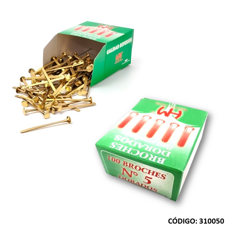 Broches dorados nº 5 26mm